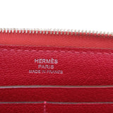 エルメス HERMES エヴリンロングジップ □P刻(2012年製) ルージュカザック シルバー金具 シェーブル レディース 長財布