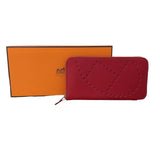 エルメス HERMES エヴリンロングジップ □P刻(2012年製) ルージュカザック シルバー金具 シェーブル レディース 長財布