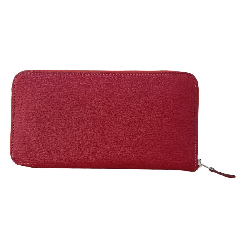 エルメス HERMES エヴリンロングジップ □P刻(2012年製) ルージュカザック シルバー金具 シェーブル レディース 長財布
