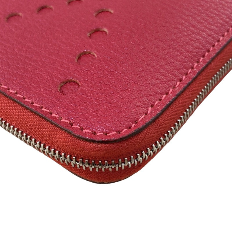 エルメス HERMES エヴリンロングジップ □P刻(2012年製) ルージュカザック シルバー金具 シェーブル レディース 長財布
