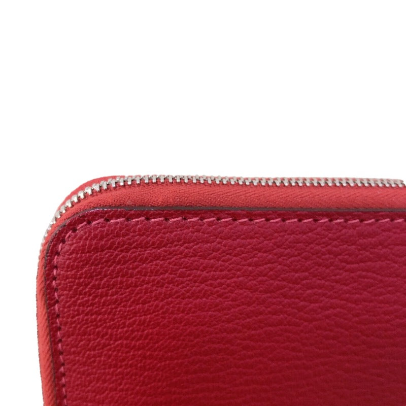 エルメス HERMES エヴリンロングジップ □P刻(2012年製) ルージュカザック シルバー金具 シェーブル レディース 長財布