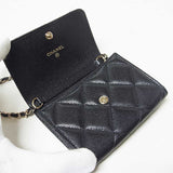 シャネル CHANEL マトラッセ ミニ チェーンウォレット フェイクパール ブラック キャビアスキン レディース ショルダーバッグ