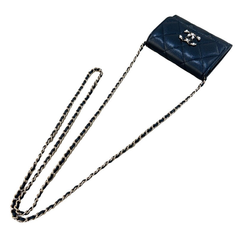 CHANEL ブラック キャビア ゴールドCC チェーンウォレット シャネル CHANEL マトラッセミニチェーンウォレット ブラック