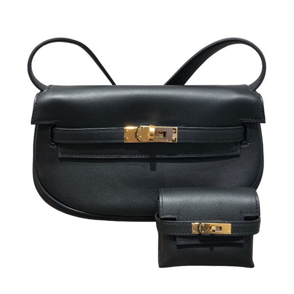 エルメス HERMES ケリームーブ B刻 ブラック/GD金具 スイフト レディース ウエストバッグ
