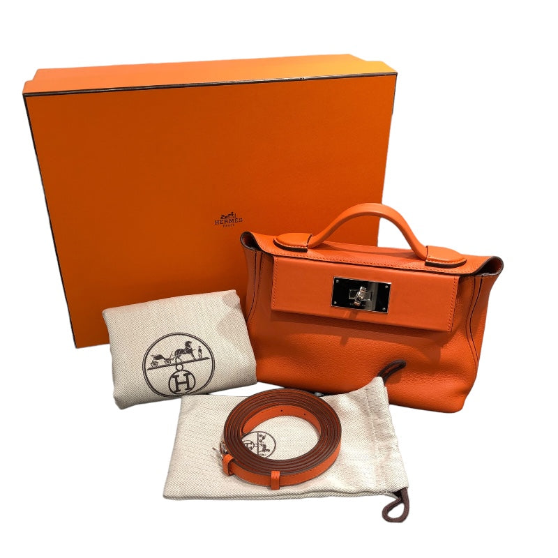 エルメス HERMES ヴァンキャトルミニ U刻 オレンジ　シルバー金具 エバーカラー レディース ハンドバッグ