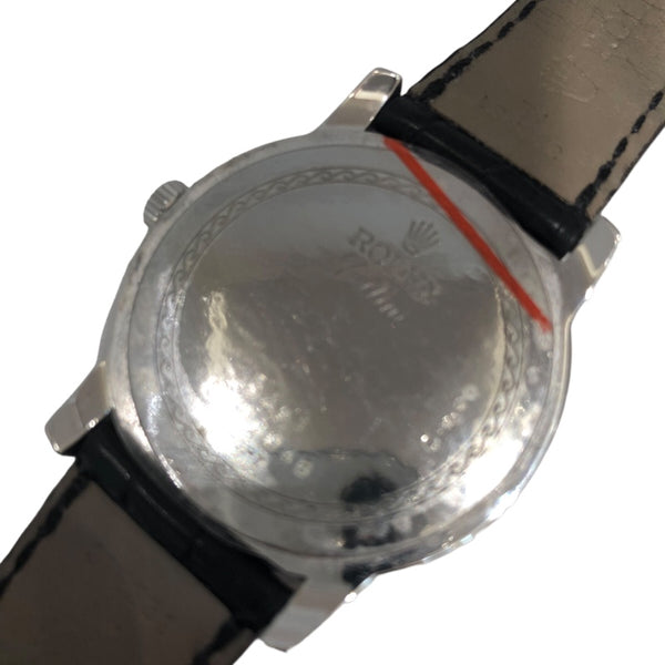 ロレックス ROLEX チェリーニチェリニウム 5241/6 アイスブルー Pt950/革ベルト（定革欠損） 手巻き メンズ 腕時計