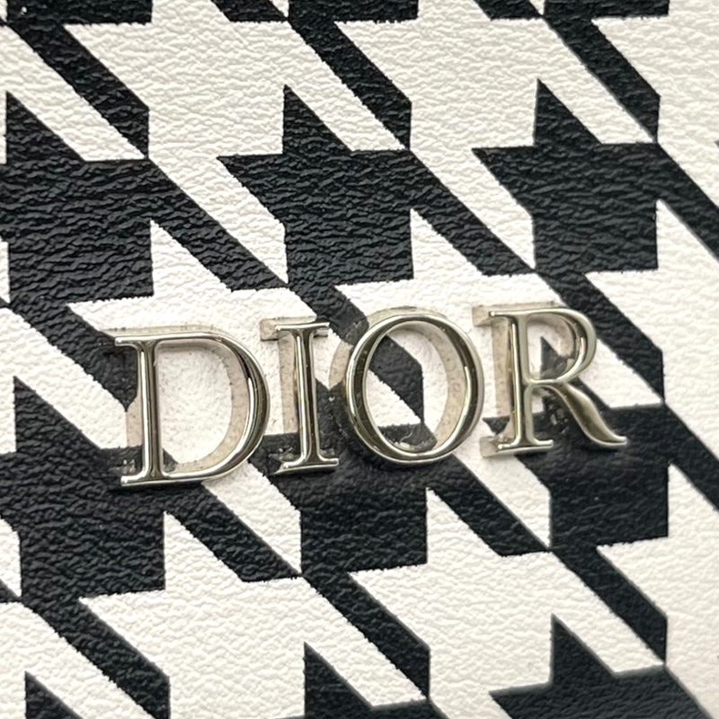 クリスチャン・ディオール Christian Dior メッセンジャーバッグ ブラック×ホワイト シルバー金具 レザー レディース ショルダーバッグ