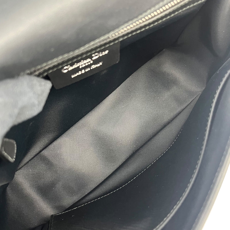 クリスチャン・ディオール Christian Dior メッセンジャーバッグ ブラック×ホワイト シルバー金具 レザー レディース ショルダーバッグ