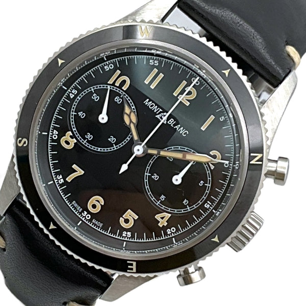 モンブラン MONT BLANC 1858 オートマティック クロノグラフ 世界1858本限定 126915 ブラック SS×レザー メンズ 腕時計