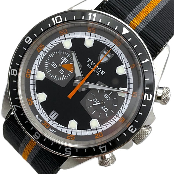 チューダー/チュードル TUDOR ヘリテージ クロノグラフ 70330N ブラック SS メンズ 腕時計