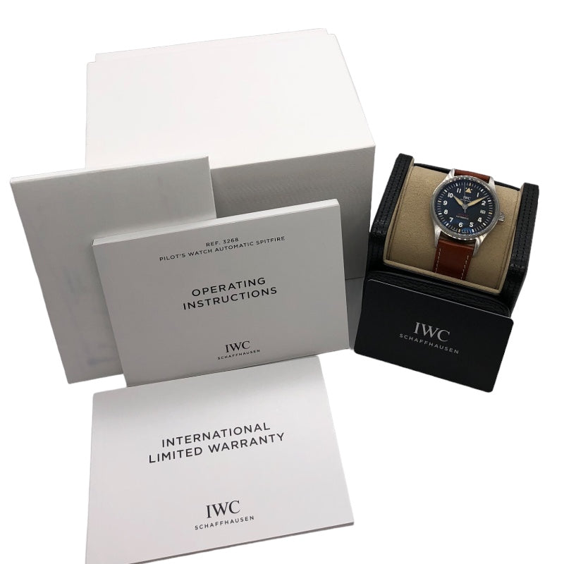 インターナショナルウォッチカンパニー IWC パイロットウォッチ オートマティック スピットファイア IW326803 ブラック×シルバー SS/レザーベルト 自動巻き メンズ 腕時計