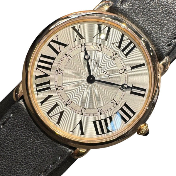 カルティエ Cartier ロンド ルイ カルティエ XL W6801004 シルバー K18PG/革ベルト（社外品） 手巻き メンズ 腕時計