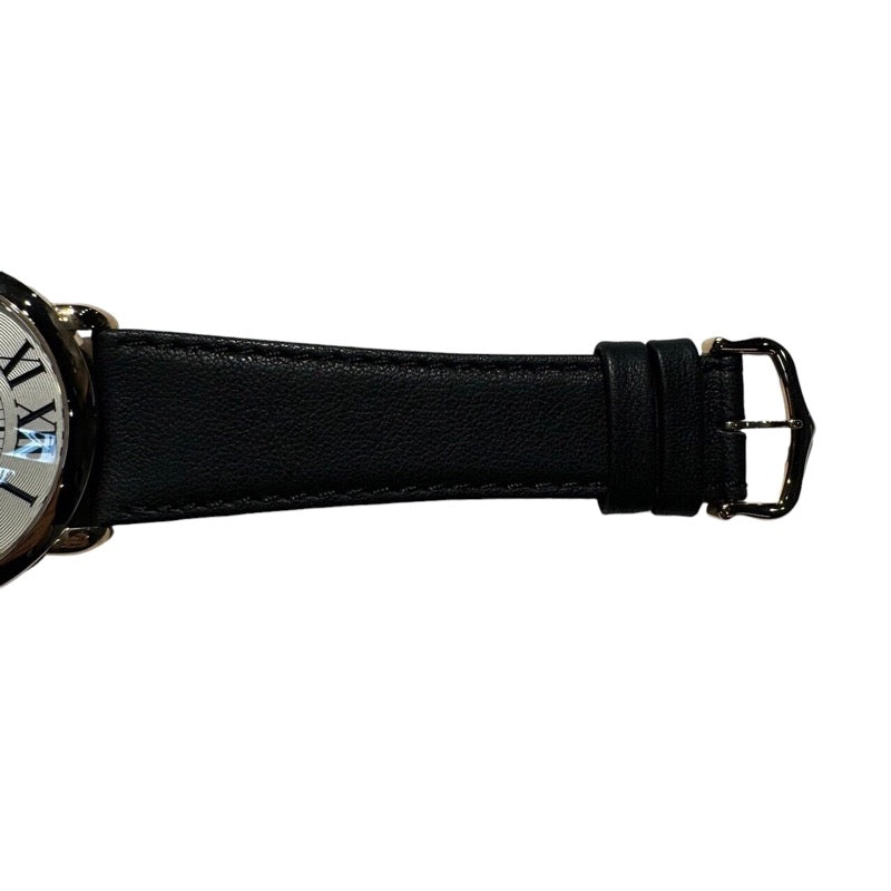 カルティエ Cartier ロンド ルイ カルティエ XL W6801004 シルバー K18PG/革ベルト（社外品） 手巻き メンズ 腕時計