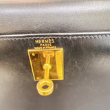 エルメス HERMES ケリー28 外縫い 〇X刻印 ブラック/GD金具 ボックスカーフ レディース ハンドバッグ