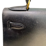 エルメス HERMES ケリー28 外縫い 〇X刻印 ブラック/GD金具 ボックスカーフ レディース ハンドバッグ
