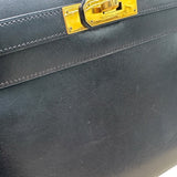 エルメス HERMES ケリー28 外縫い 〇X刻印 ブラック/GD金具 ボックスカーフ レディース ハンドバッグ