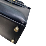エルメス HERMES ケリー28 外縫い 〇X刻印 ブラック/GD金具 ボックスカーフ レディース ハンドバッグ