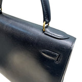 エルメス HERMES ケリー28 外縫い 〇X刻印 ブラック/GD金具 ボックスカーフ レディース ハンドバッグ
