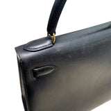 エルメス HERMES ケリー28 外縫い 〇X刻印 ブラック/GD金具 ボックスカーフ レディース ハンドバッグ