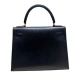 エルメス HERMES ケリー28 外縫い 〇X刻印 ブラック/GD金具 ボックスカーフ レディース ハンドバッグ