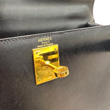 エルメス HERMES ケリー28 外縫い 〇X刻印 ブラック/GD金具 ボックスカーフ レディース ハンドバッグ