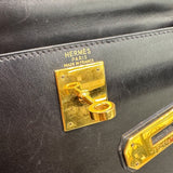 エルメス HERMES ケリー28 外縫い 〇X刻印 ブラック/GD金具 ボックスカーフ レディース ハンドバッグ