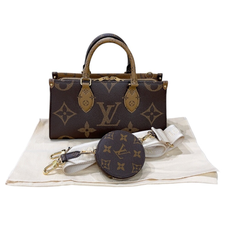 ルイ・ヴィトン LOUIS VUITTON オンザゴーEW M46653 ブラウン　ゴールド金具 モノグラムジャイアントリバース レディース ショルダーバッグ