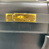 エルメス HERMES ケリー32 外縫い □E ブラック ボックスカーフ レディース ハンドバッグ
