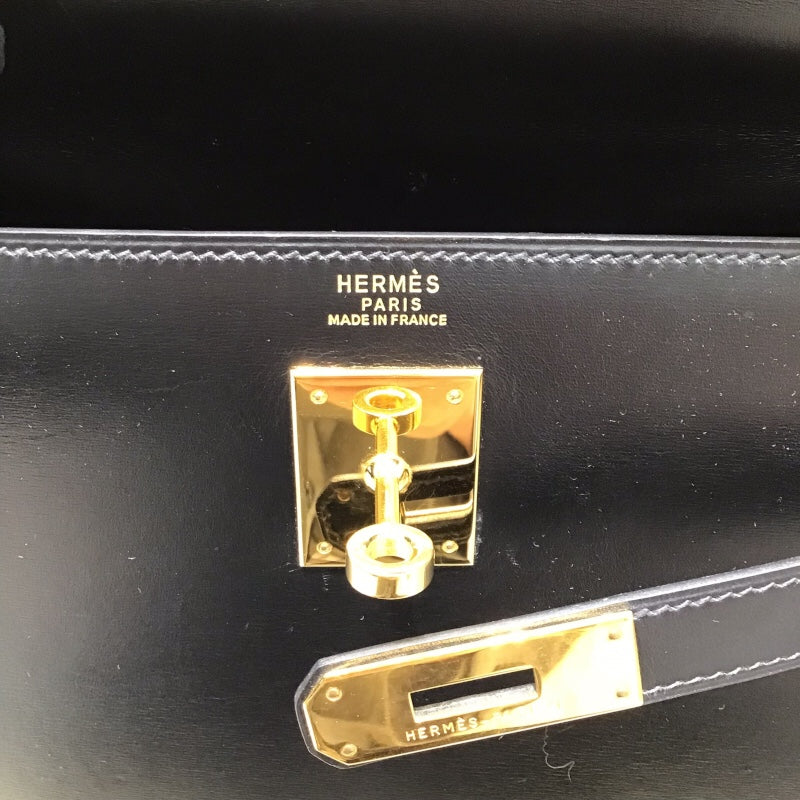 エルメス HERMES ケリー32　外縫い 〇X刻印 ブラック ボックスカーフ レディース トートバッグ