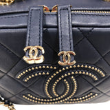 シャネル CHANEL スタッズココ ２WAY バニティ ネイビー/ゴールド金具 ラムスキン レディース ショルダーバッグ