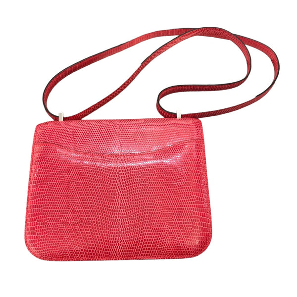 エルメス HERMES コンスタンス３ミニ D刻印　(2019年製) フーシャピンク　シルバー金具 リザードリセ レディース ショルダーバッグ
