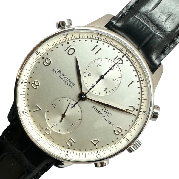 インターナショナルウォッチカンパニー IWC ポルトギーゼ クロノグラフ ラトラパンテ IW371202 ステンレススチール SS/社外ベルト/純正尾錠 手巻き メンズ 腕時計