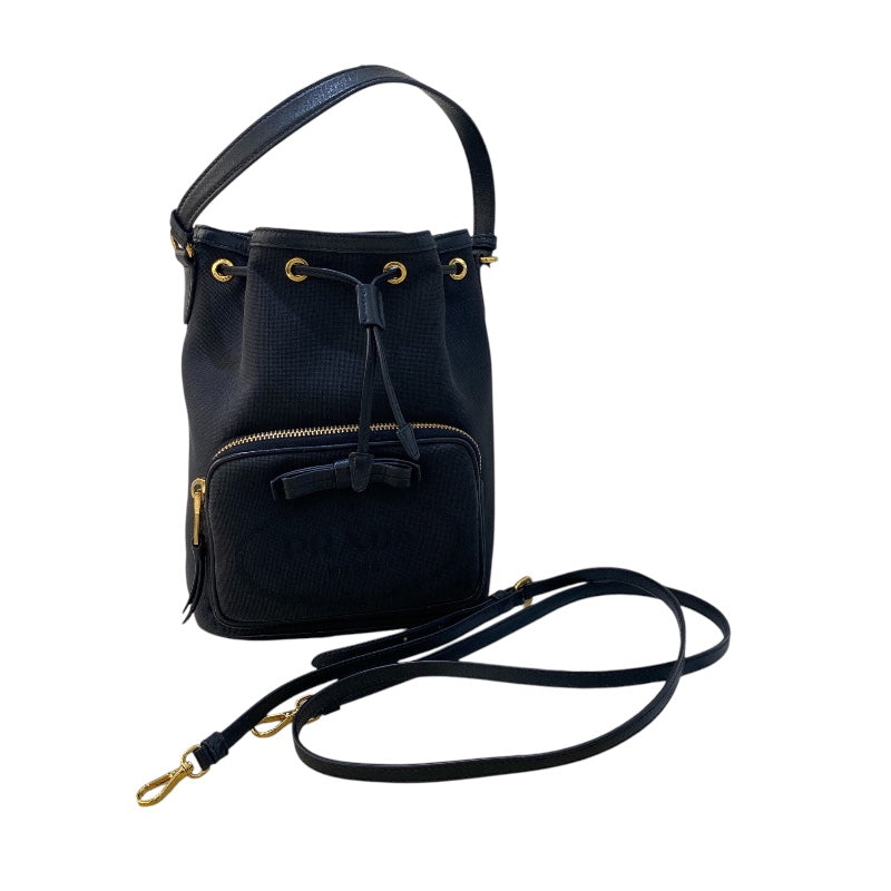 PRADA 2wayバッグロゴジャガードネイビーキャンバス