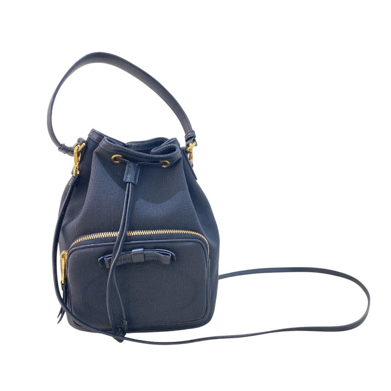 プラダ PRADA ロゴジャガード 2Wayバケットバッグ 1BH038 ブラック 