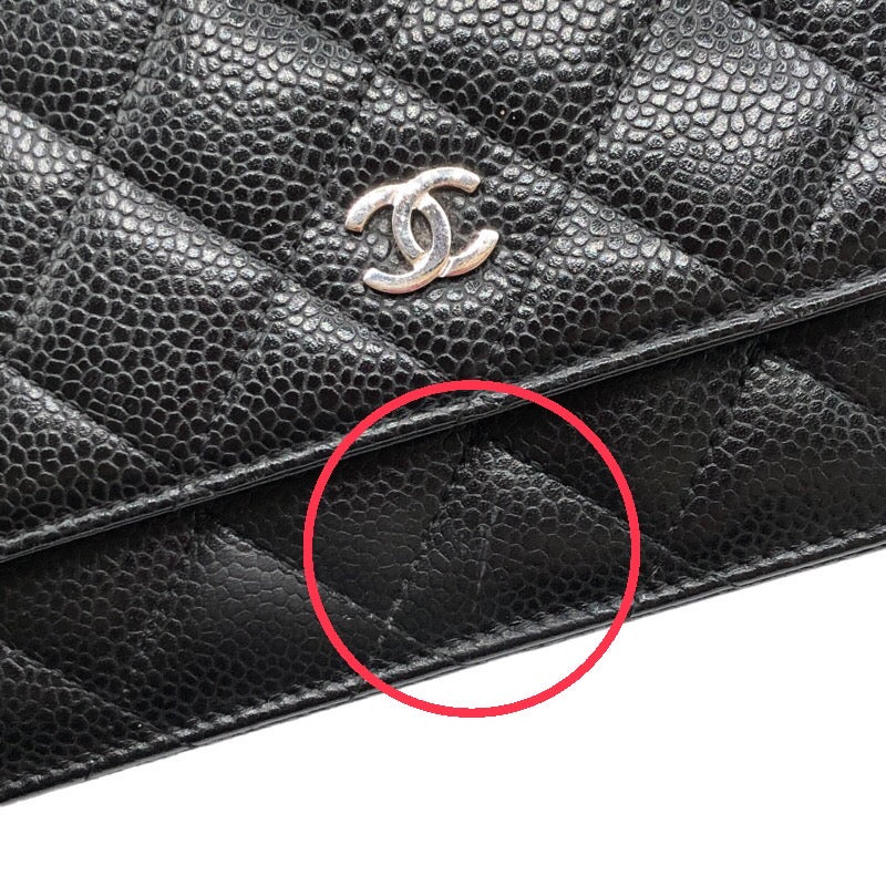 シャネル CHANEL マトラッセチェーンウォレット A33814 キャビアスキン レディース ウォレットチェーン
