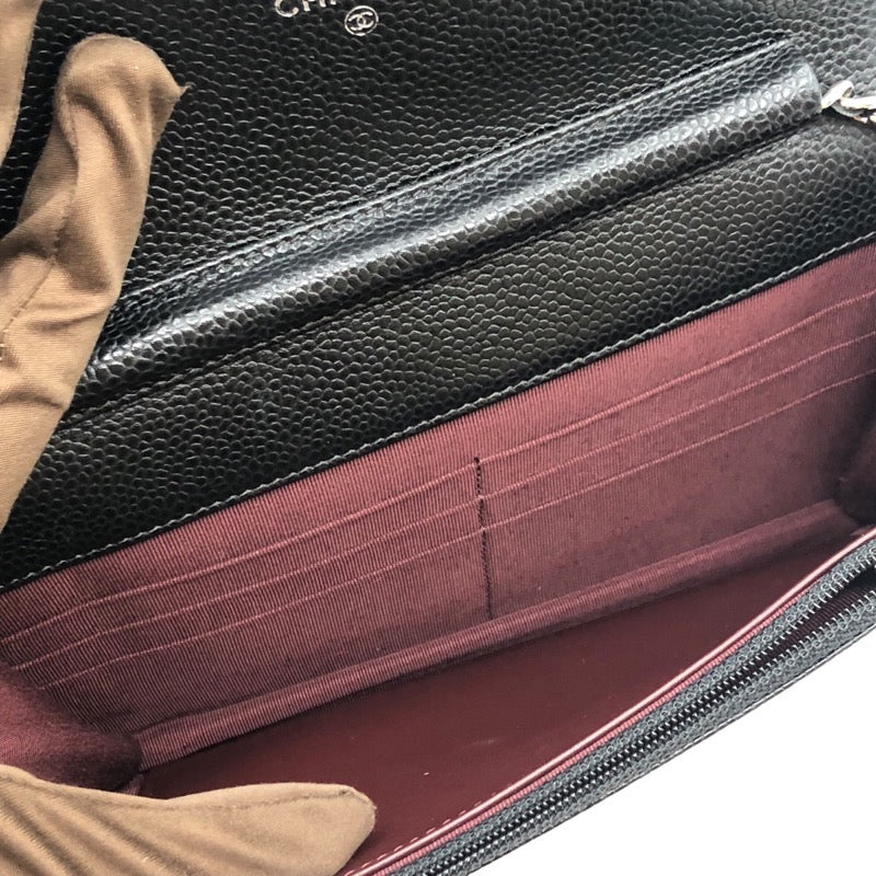 シャネル CHANEL マトラッセチェーンウォレット A33814 キャビアスキン レディース ウォレットチェーン