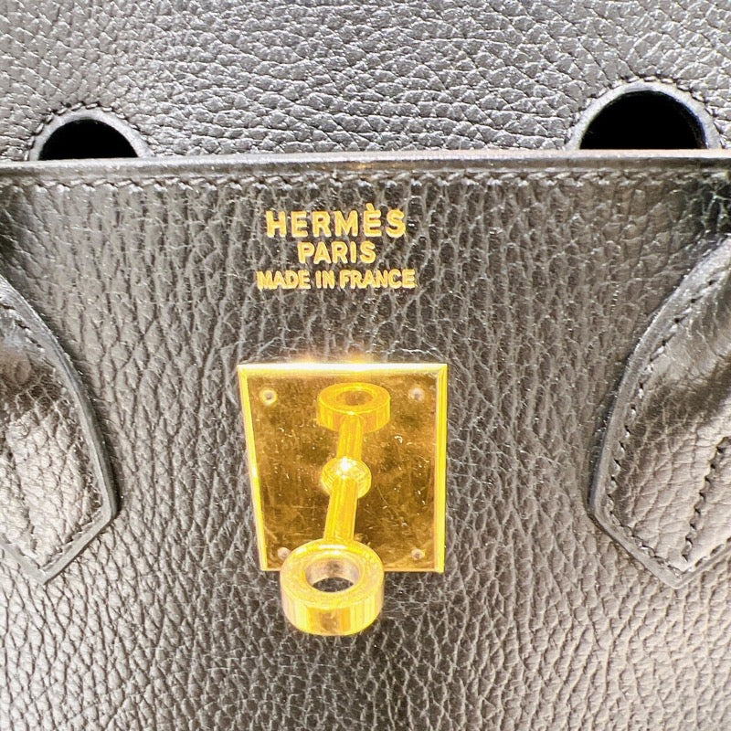 エルメス HERMES オータクロア32 〇Z刻 ブラック/ゴールド金具 アルデンヌ ユニセックス ハンドバッグ