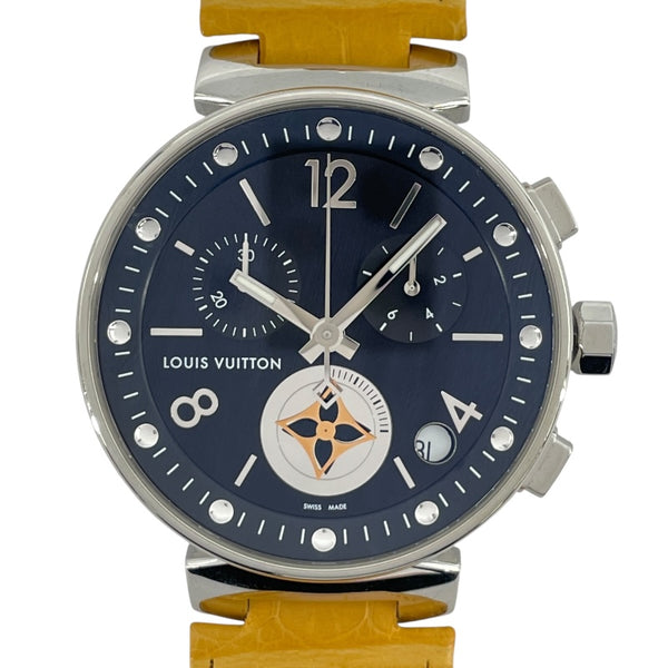 ルイ・ヴィトン LOUIS VUITTON タンブール ムーンスターG クロノグラフ Q8D11 ブラック SS メンズ 腕時計