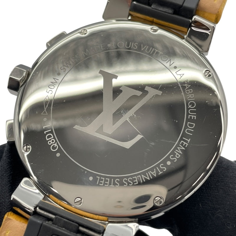 ルイ・ヴィトン LOUIS VUITTON タンブール ムーンスターG クロノグラフ Q8D11 ブラック SS メンズ 腕時計