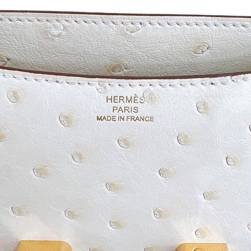 エルメス HERMES コンスタンスミニ U刻印 ヴァニラ・ゴールド金具 オーストリッチ レディース ショルダーバッグ