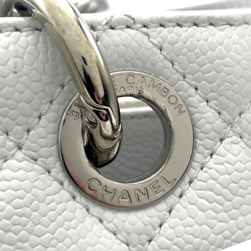 シャネル CHANEL GST チェーントート A50995 ホワイト シルバー金具 キャビアスキン レディース ショルダーバッグ