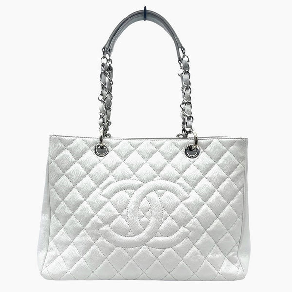 シャネル CHANEL GST チェーントート A50995 ホワイト シルバー金具 キャビアスキン レディース ショルダーバッグ