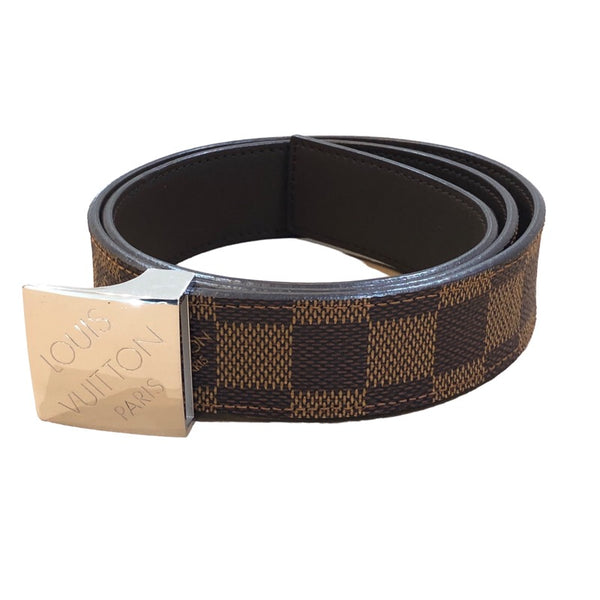 ルイ・ヴィトン LOUIS VUITTON サンチュール・キャレ75cm N6803 ブラウン  ダミエ メンズ ベルト