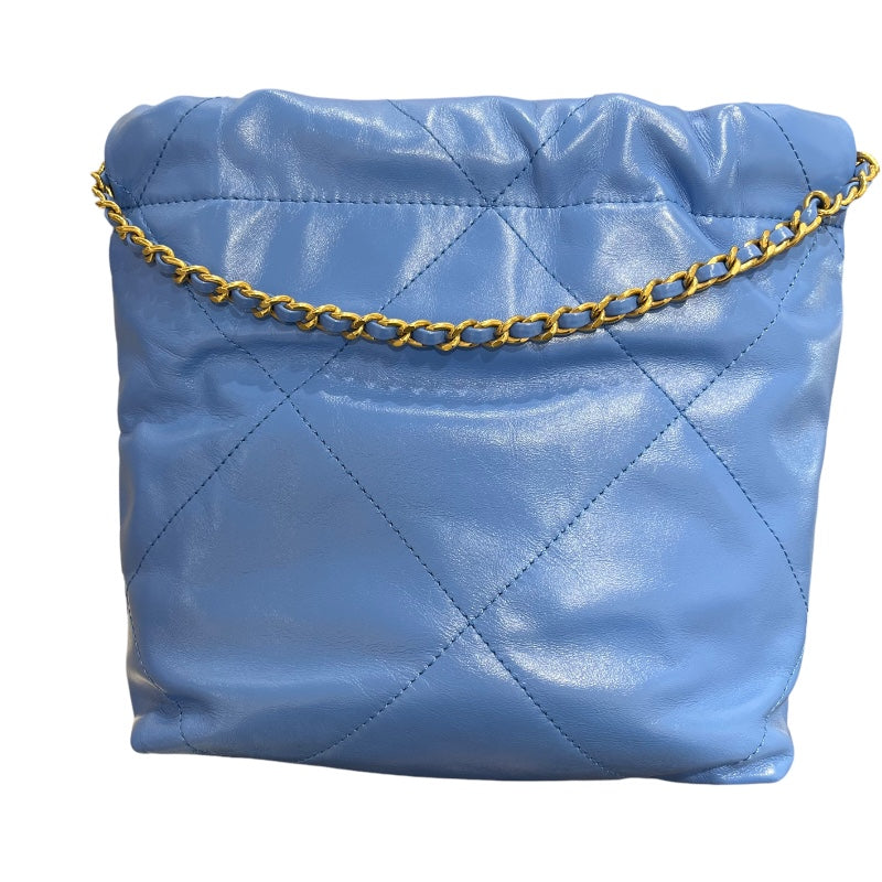 シャネル CHANEL シャネル22ミニ AS3980 ブルー ゴールド金具 カーフ