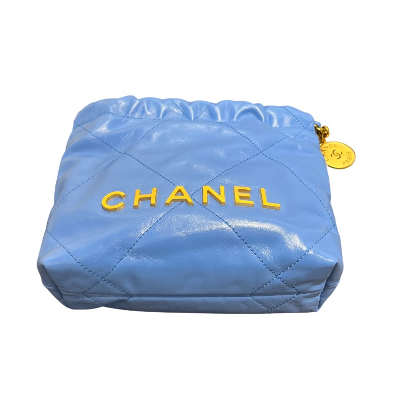シャネル CHANEL シャネル22ミニ AS3980 ブルー ゴールド金具 カーフ