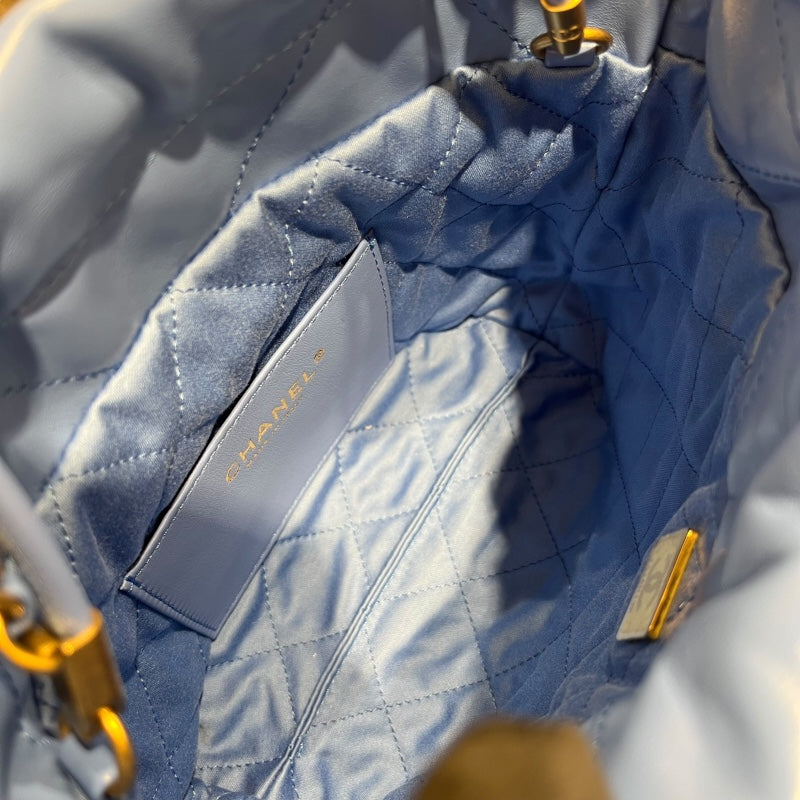 シャネル CHANEL シャネル22ミニ AS3980 ブルー ゴールド金具 カーフ