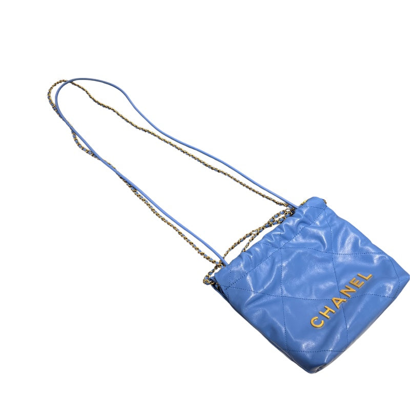 シャネル CHANEL シャネル22ミニ AS3980 ブルー ゴールド金具 カーフ