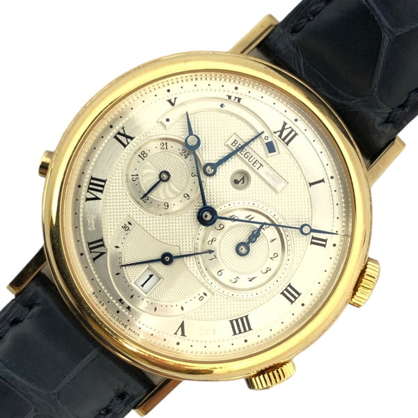 ブレゲ Breguet クラシック GMT アラーム 35707BA/12/9V6 シルバー  K18YG/革ベルト メンズ 腕時計