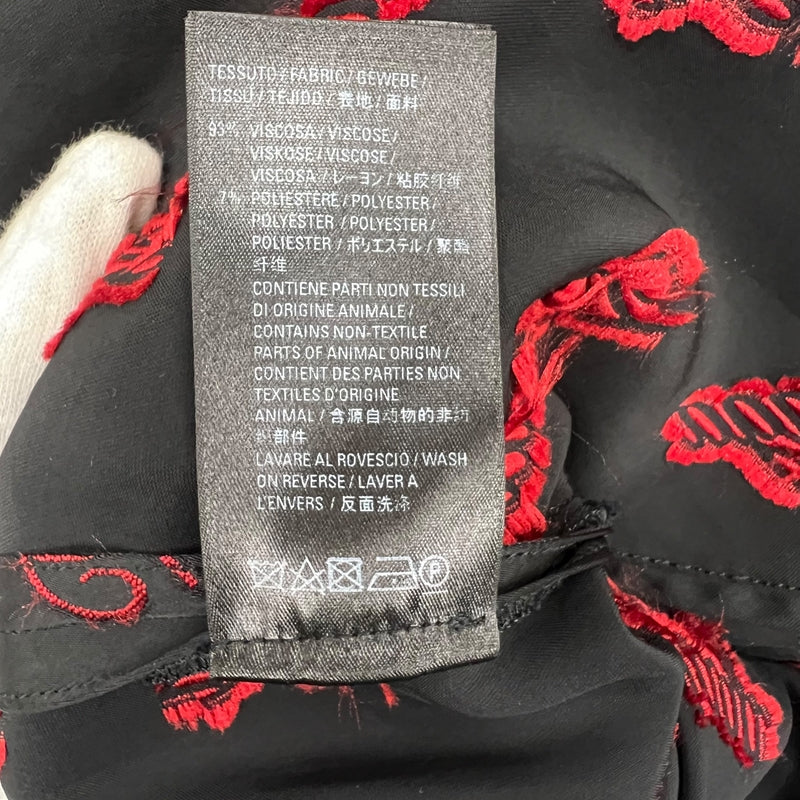 バレンシアガ BALENCIAGA ロゴ総柄 ロングパンツ 659026 36 ブラック×レッド レーヨン/ポリエステル ユニセックス パンツ
