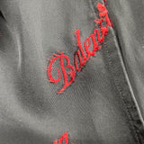 バレンシアガ BALENCIAGA ロゴ総柄 ロングパンツ 659026 36 ブラック×レッド レーヨン/ポリエステル ユニセックス パンツ